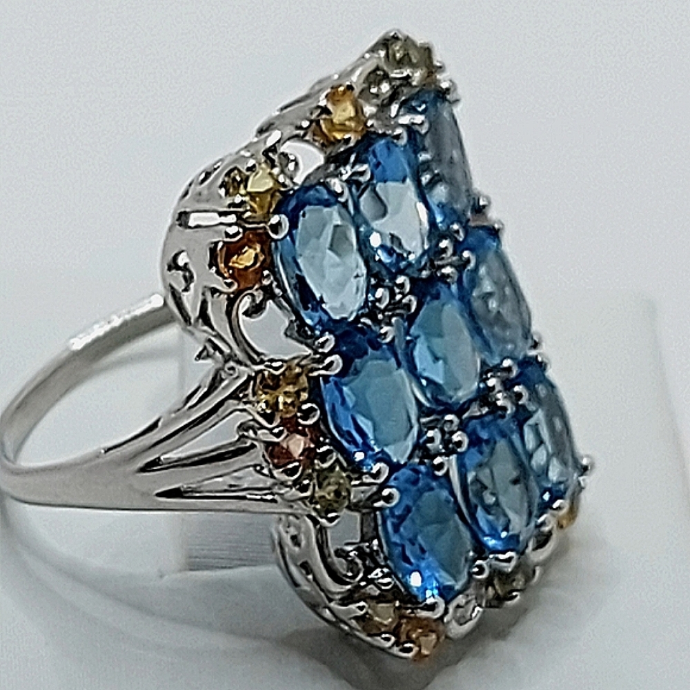 Natural Oval Swiss Blue Topaz 6x4mm  Sapphire 925 Sterling Silver Ring Sz 7‎ - Picture 12 of 13